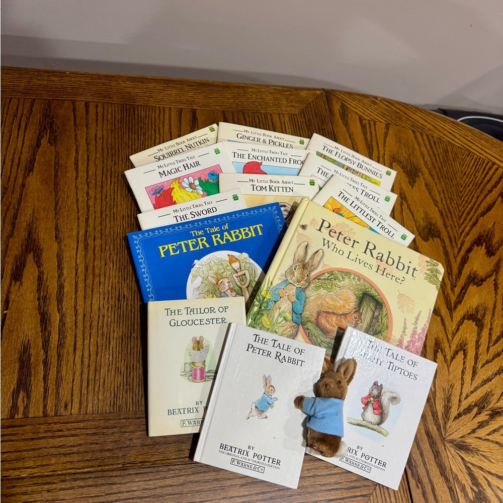 Beatrix Potter Book Collection + Peter Rabbit Plush, Stickers Book, Board book📚